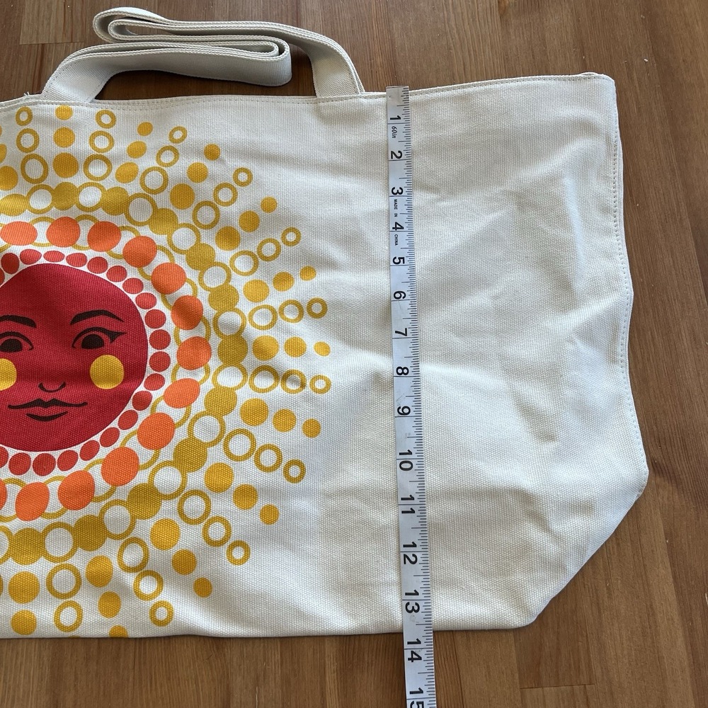 Bath & Body Works Tote Bag Large Celestial Sun Print Y2K Canvas Interior Flaws - Picture 12 of 12